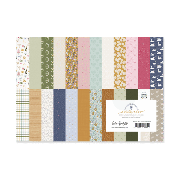 Paper pad 24 papeles estampados a una cara 15,2x20,3 cm Edelweiss